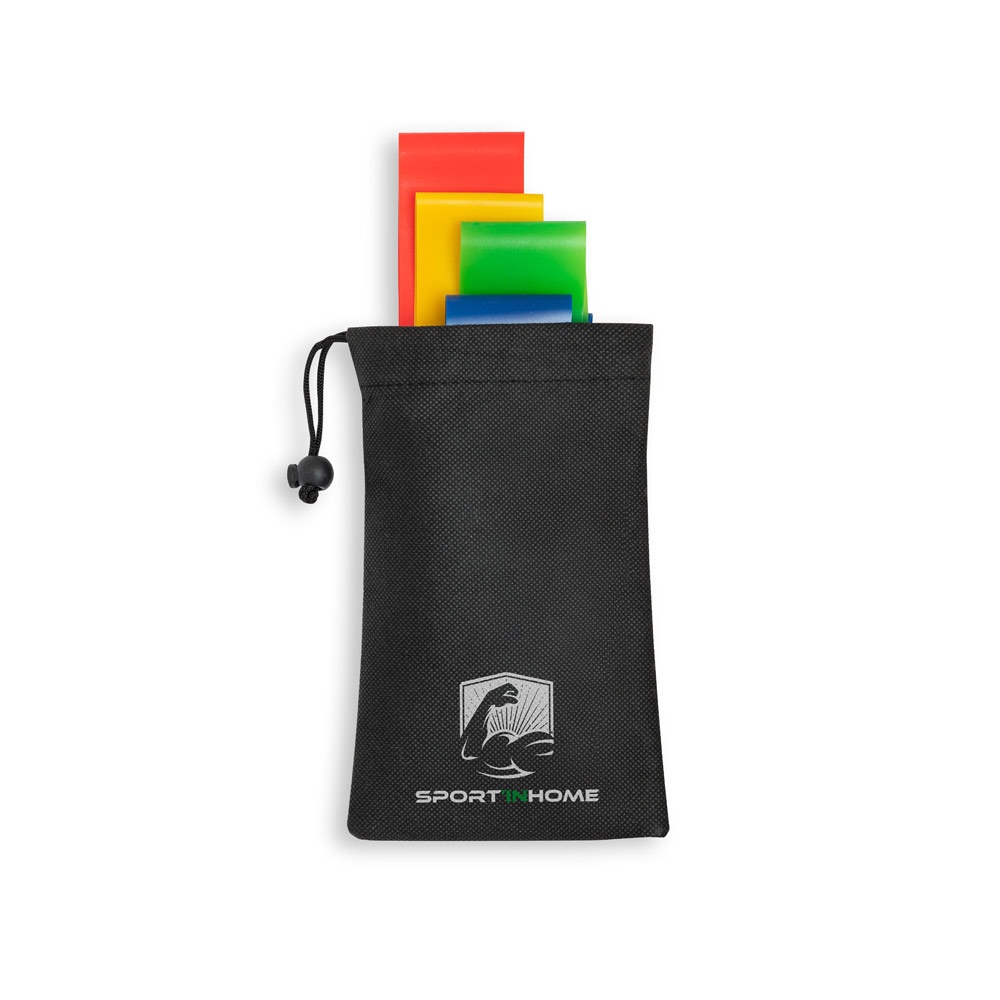 BURPEE. Set of elasticated resistance bands with non-woven pouch