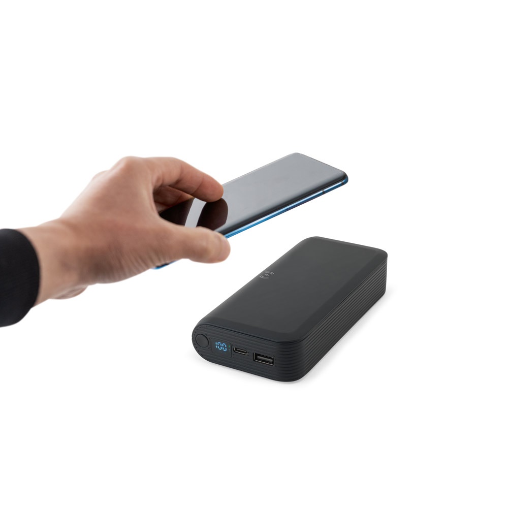 BECKER 20. 20 000 mAh преносима батерия от рециклиран ABS (100% rABS) с 15W супер бързо безжично зарядно устройство