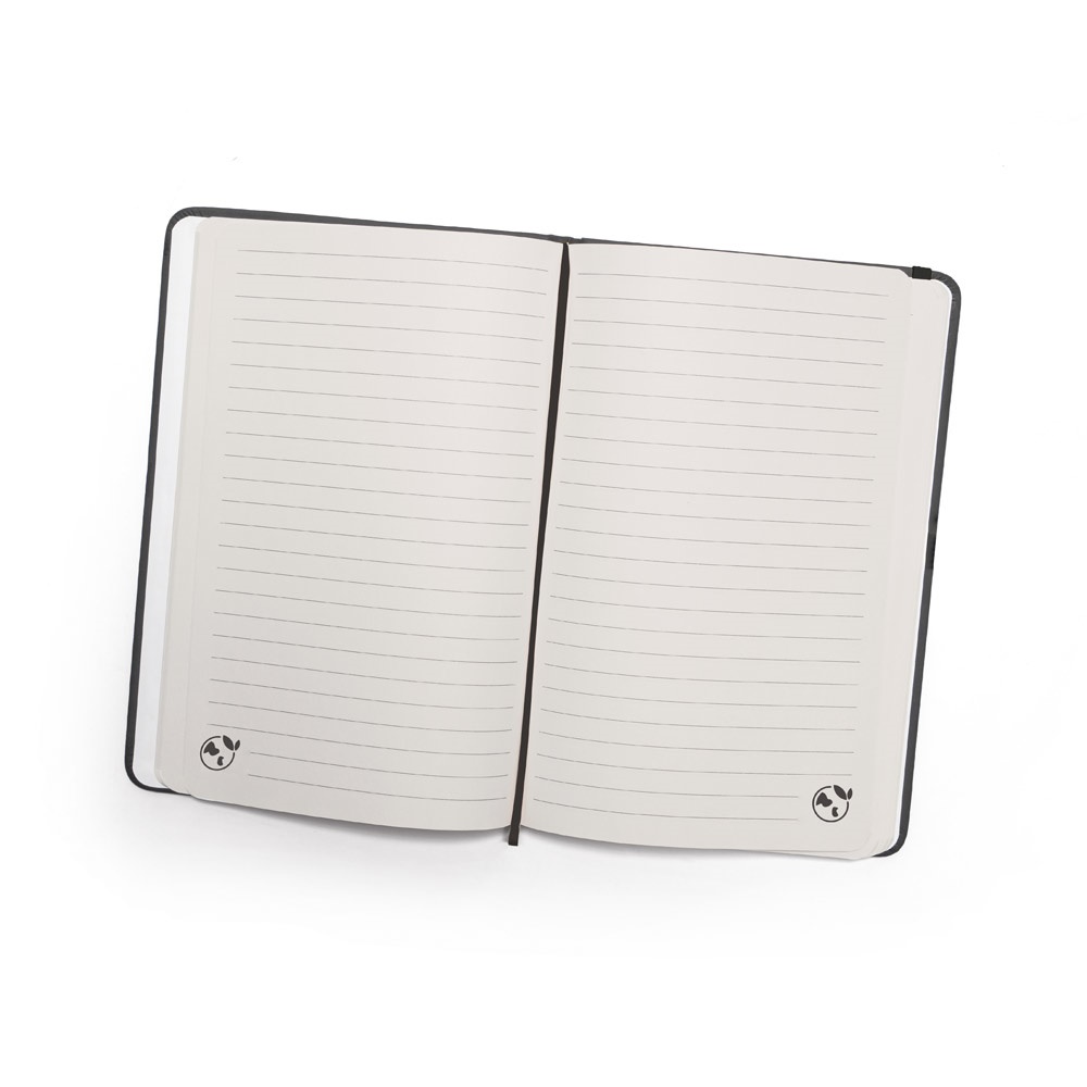CAMPUS. Тефтер A5 с твърди корици от полиуретан (35% рециклиран) със страници с редове 100% рециклирана