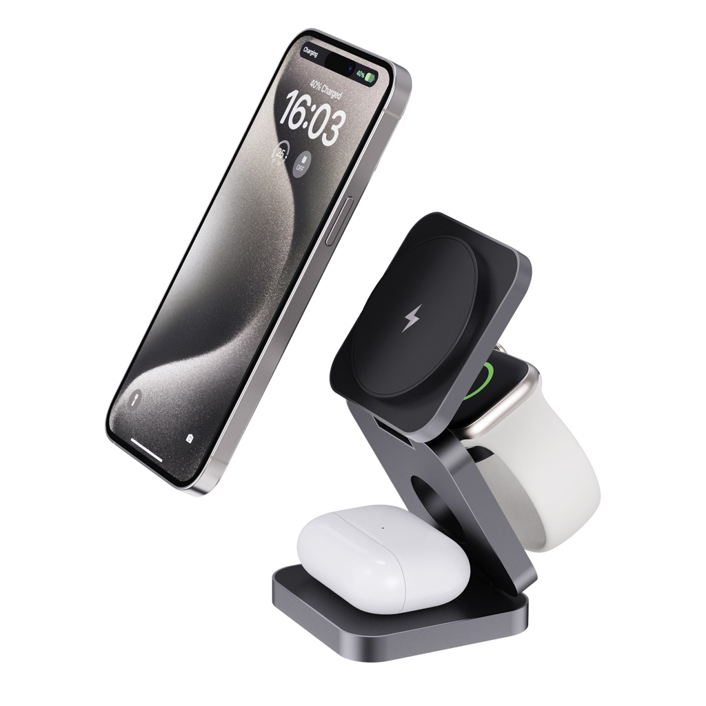 Terra RCS рециклирано алуминиево сгъваемо 3 in 1 15W зарядно