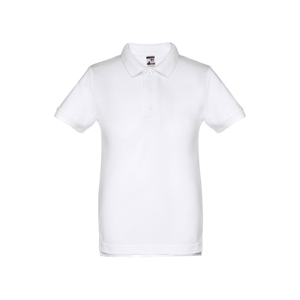 THC ADAM KIDS WH II. Kids short-sleeved 100% cotton piqué polo shirt unisex). White