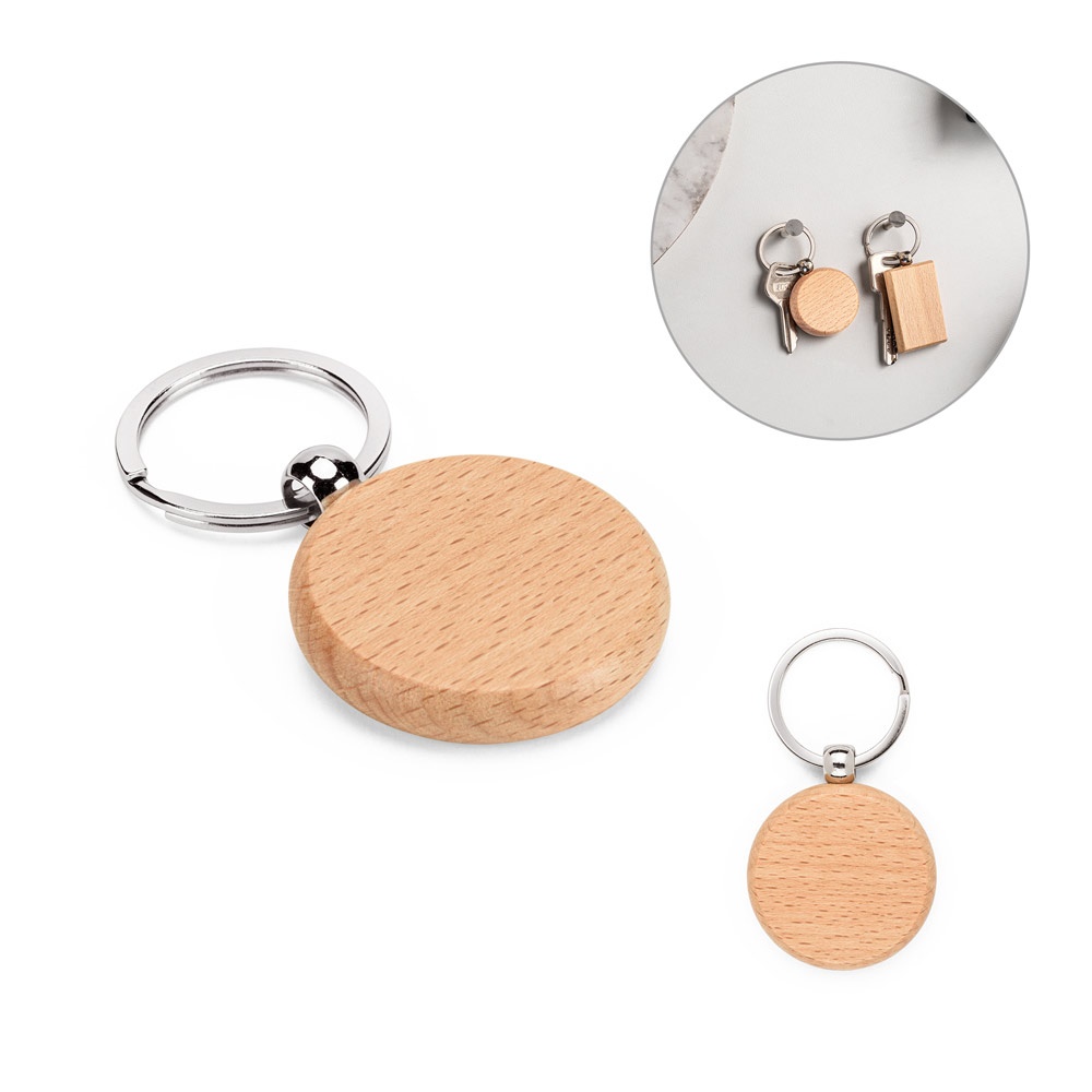 STEWIE ROUND. Кръгъл ключодържател от буково дърво