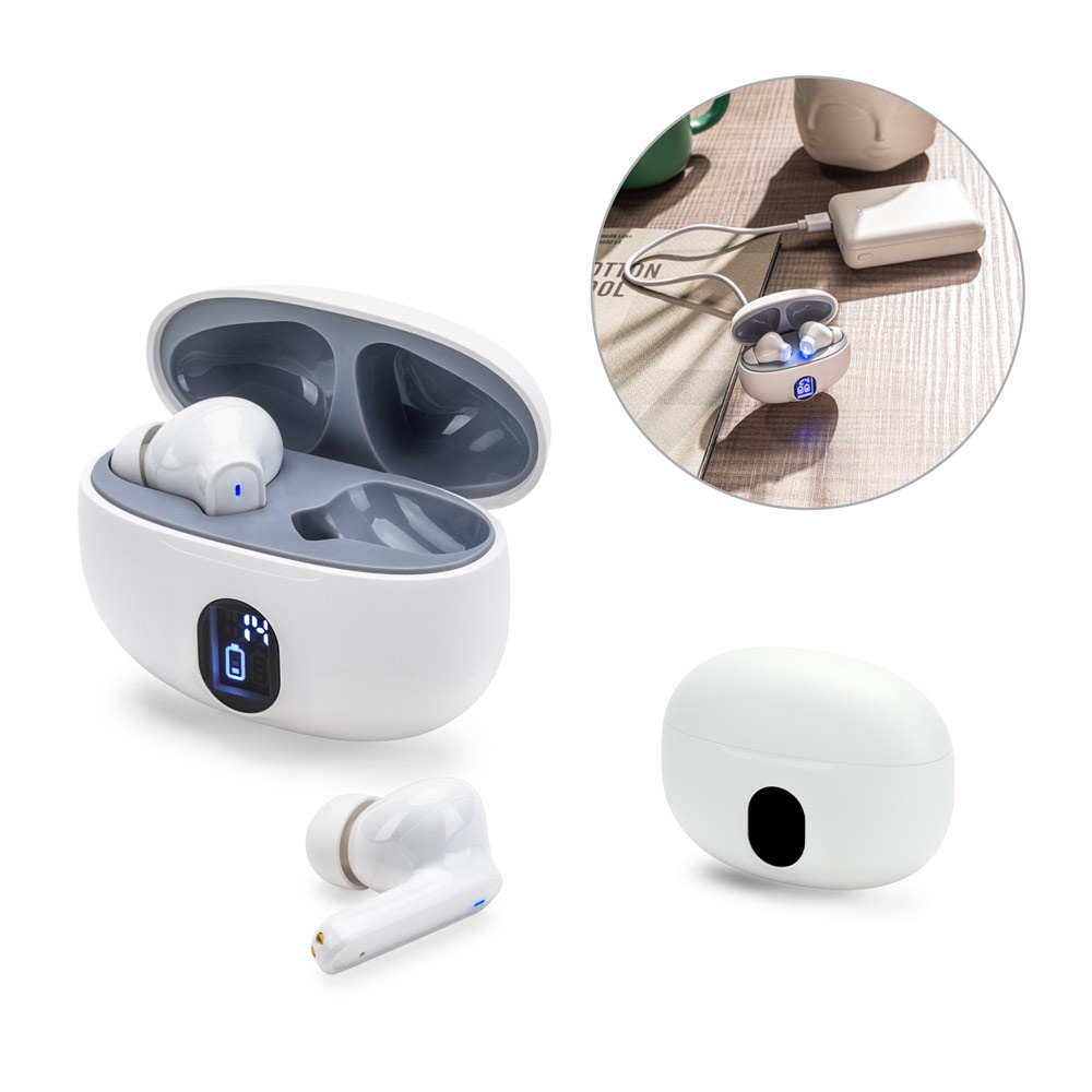 CAETANO. Безжични слушалки с 4 часа живот на батерията със рециклиран ABS (100% rABS)