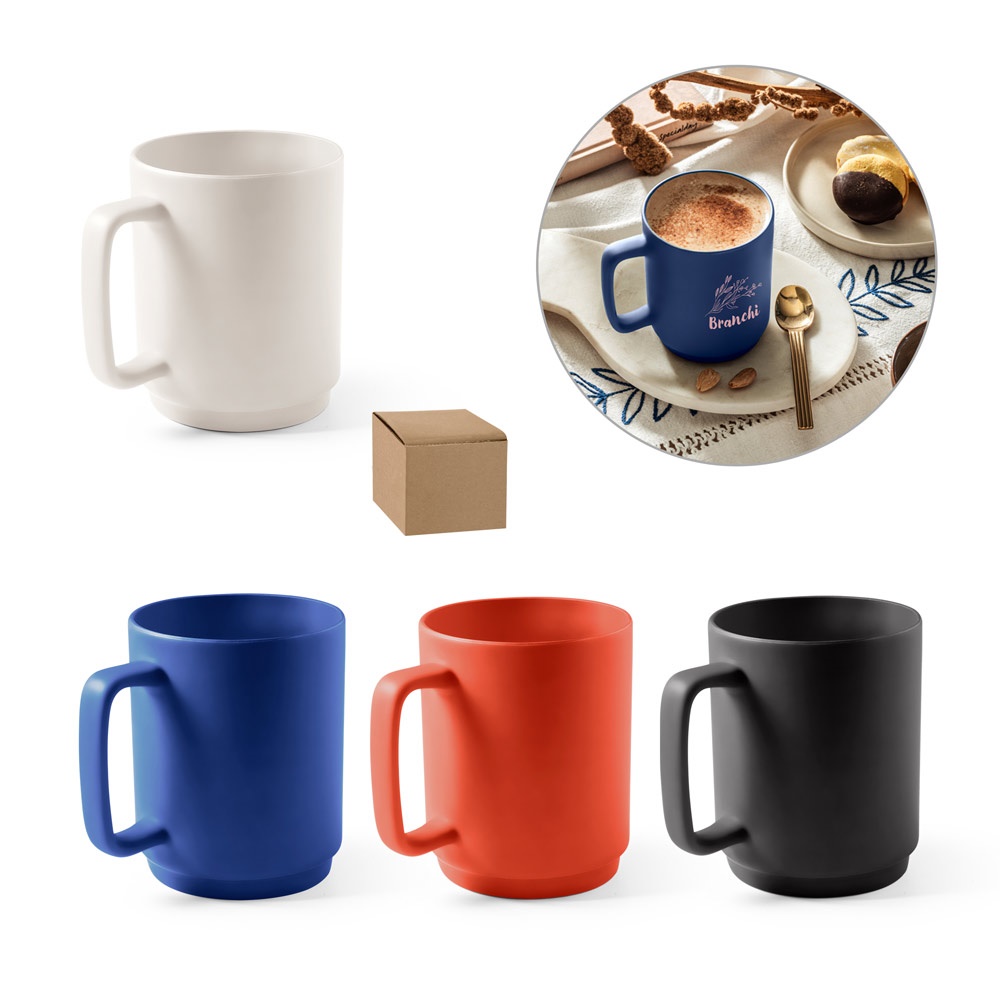 MIGHTY. Ceramic mug with cylindrical body 330 mL
