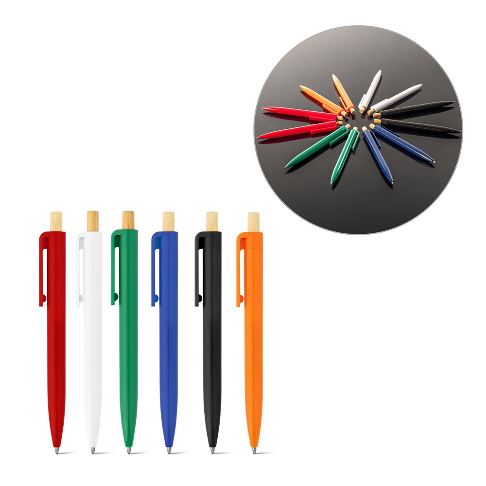 ZARA. Рециклирана химикалка от ABS (100% rABS) с бамбуков бутонът