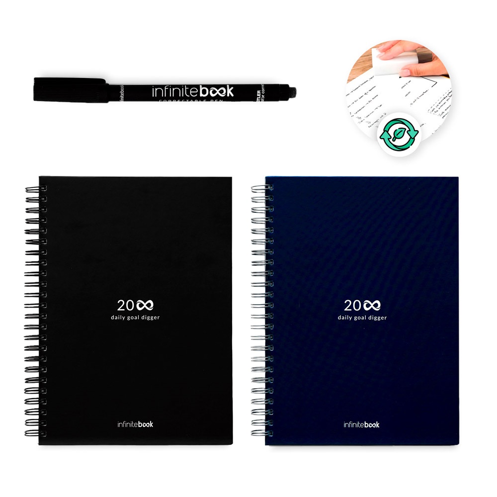STARTER KIT INFINITE PLANNER A5. Комплектът включва "безкраен дневник", комплект за почистване, маркер и държач за маркер
